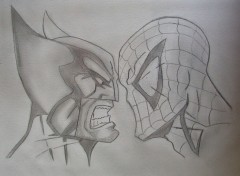 Wallpapers Art - Pencil wolverine contre spiderman