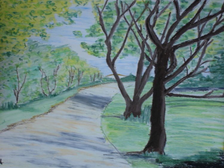 Fonds d'cran Art - Crayon Paysages Alle aux platanes