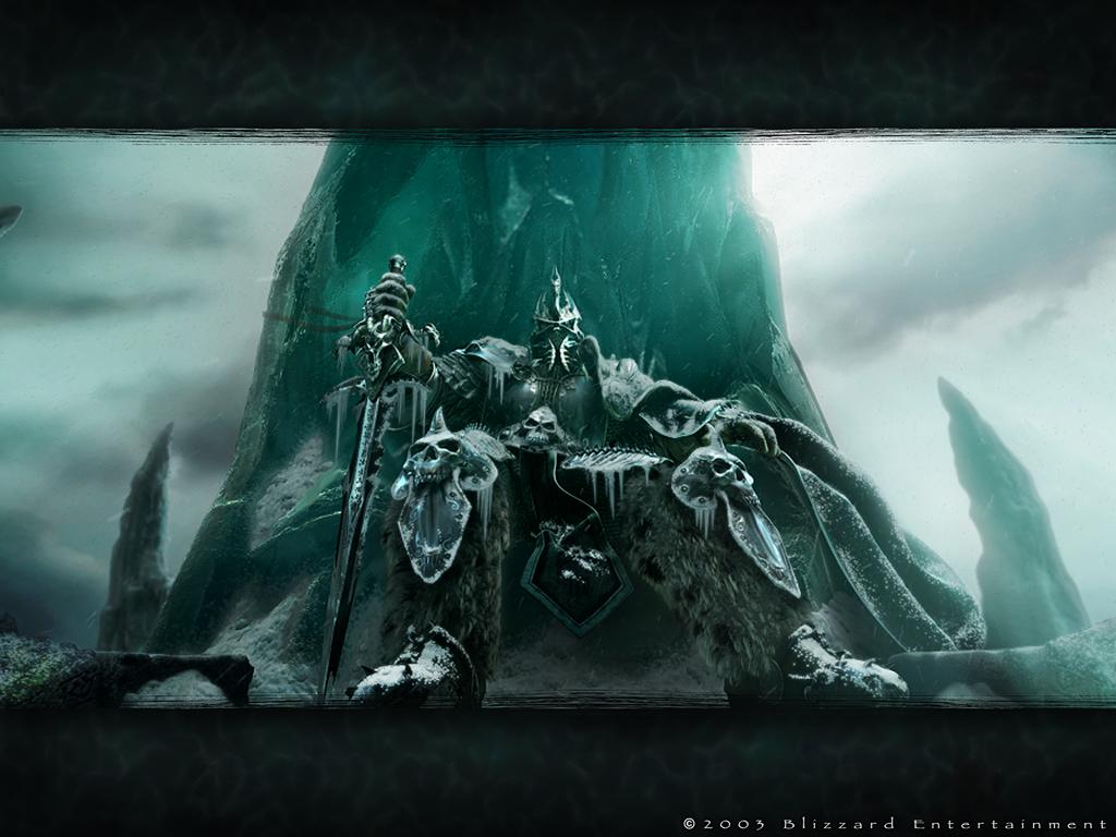 Fonds d'cran Jeux Vido Warcraft 3 arthas regne en maitre sur le throne