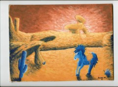 Fonds d'cran Art - Peinture cheval dans le desert