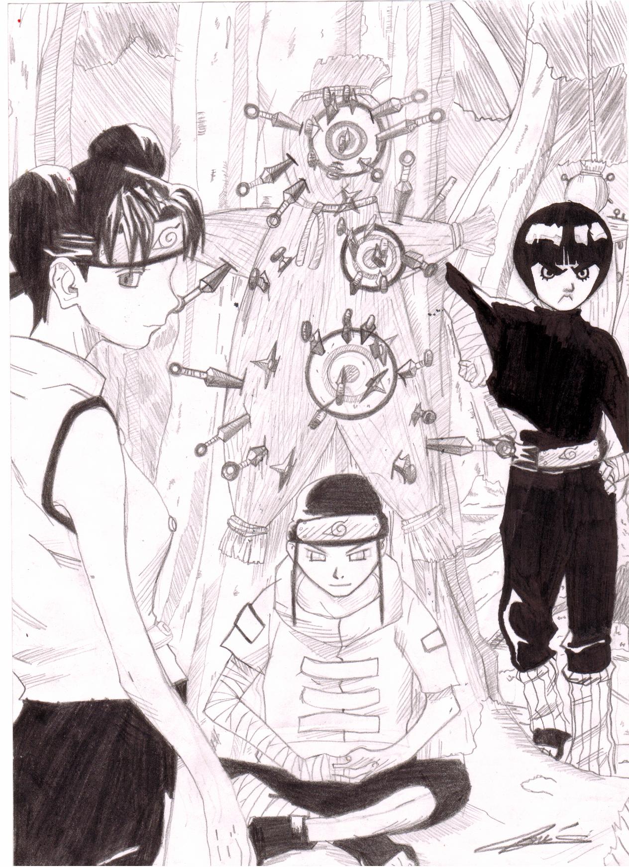 Wallpapers Art - Pencil Manga - Naruto equipe rock lee