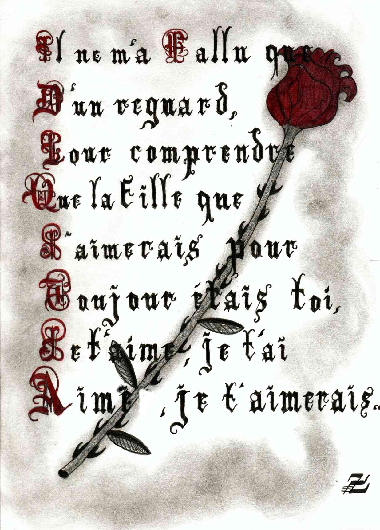 Fonds d'cran Art - Crayon Calligraphie The Red Rose