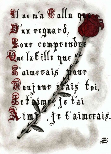 Wallpapers Art - Pencil Calligraphy The Red Rose