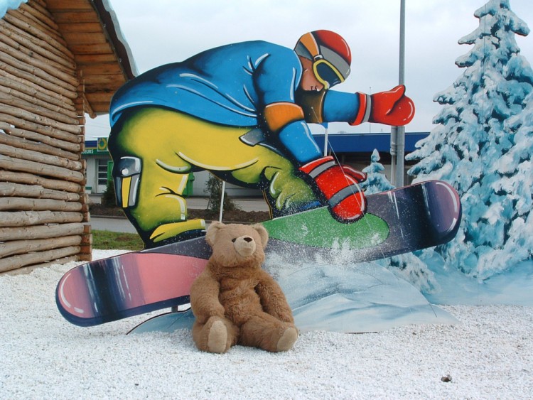 Fonds d'cran Objets Peluches Gros Nounous fait aussi du snow board !