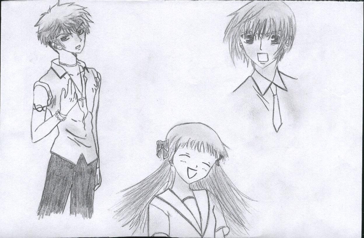 Wallpapers Art - Pencil Manga - Fruits Basket Harhu, Torhu et Yuki