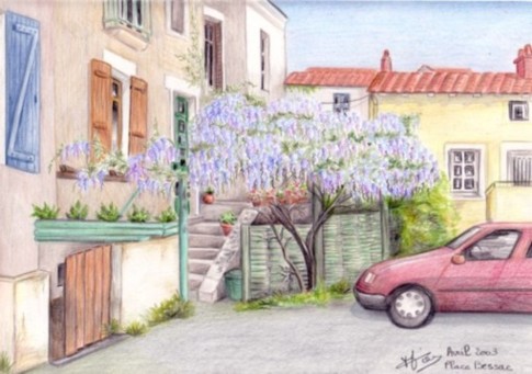 Fonds d'cran Art - Crayon Paysages Rue Bessac