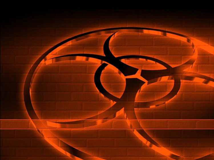 neon orange biohazard symbol