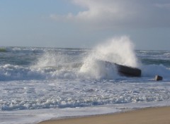 Fonds d'cran Nature vague contre blocos