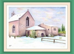 Fonds d'cran Art - Crayon Chapelle sous la neige