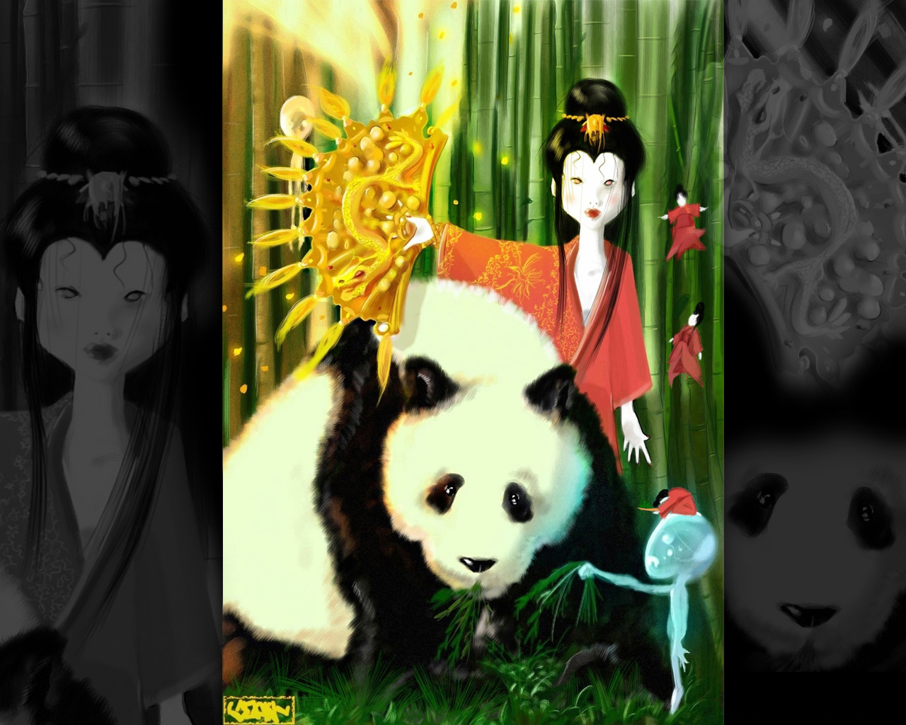 Fonds d'cran Art - Numrique Abstrait Panda and servant.