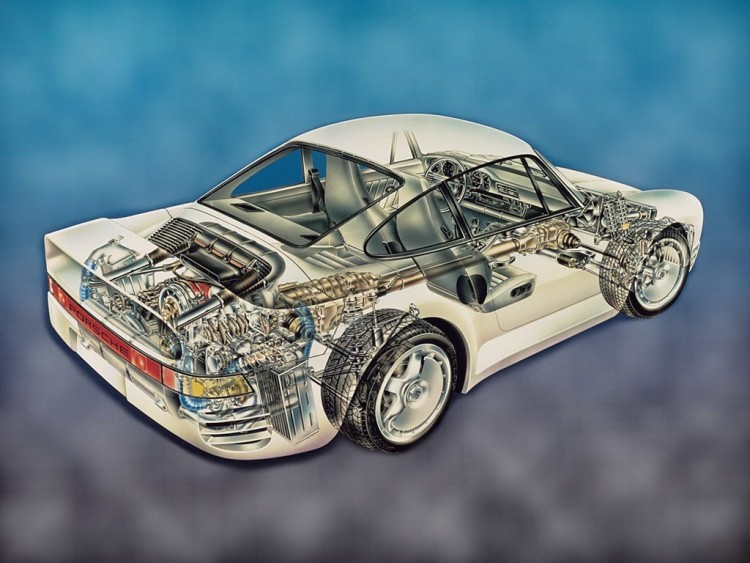 Fonds d'cran Voitures Dessins de voitures Porsche 959_1987