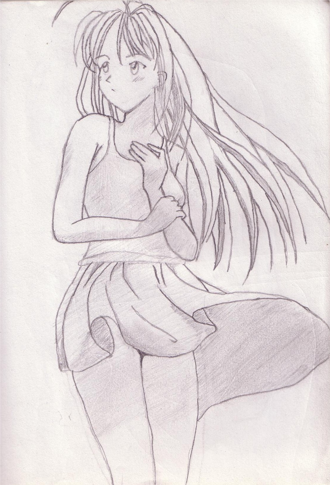 Wallpapers Art - Pencil Manga - Love Hina Naru dans le vent