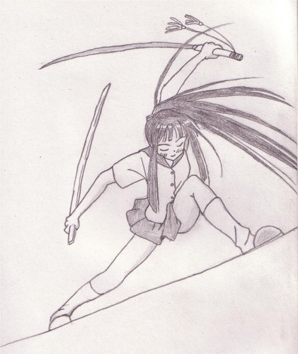 Fonds d'cran Art - Crayon Manga - Love Hina Motoko fight