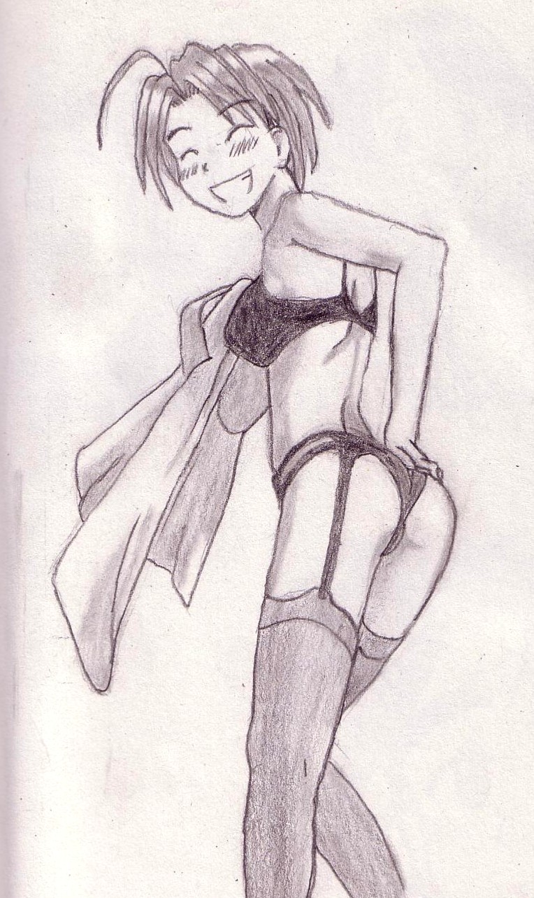 Fonds d'cran Art - Crayon Manga - Love Hina Kitsune en lingerie