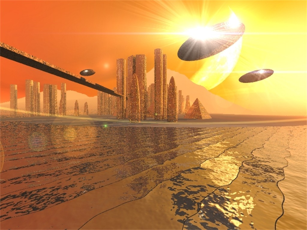 Wallpapers Digital Art 3D - Vue Golden city