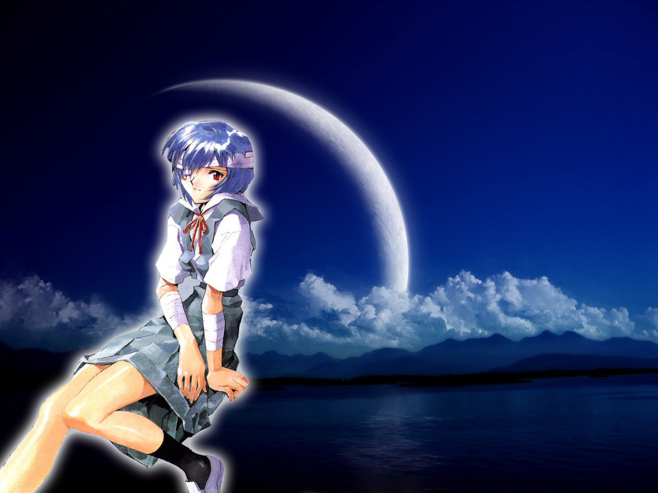 Fonds d'cran Dessins Anims Evangelion rei sous la lune