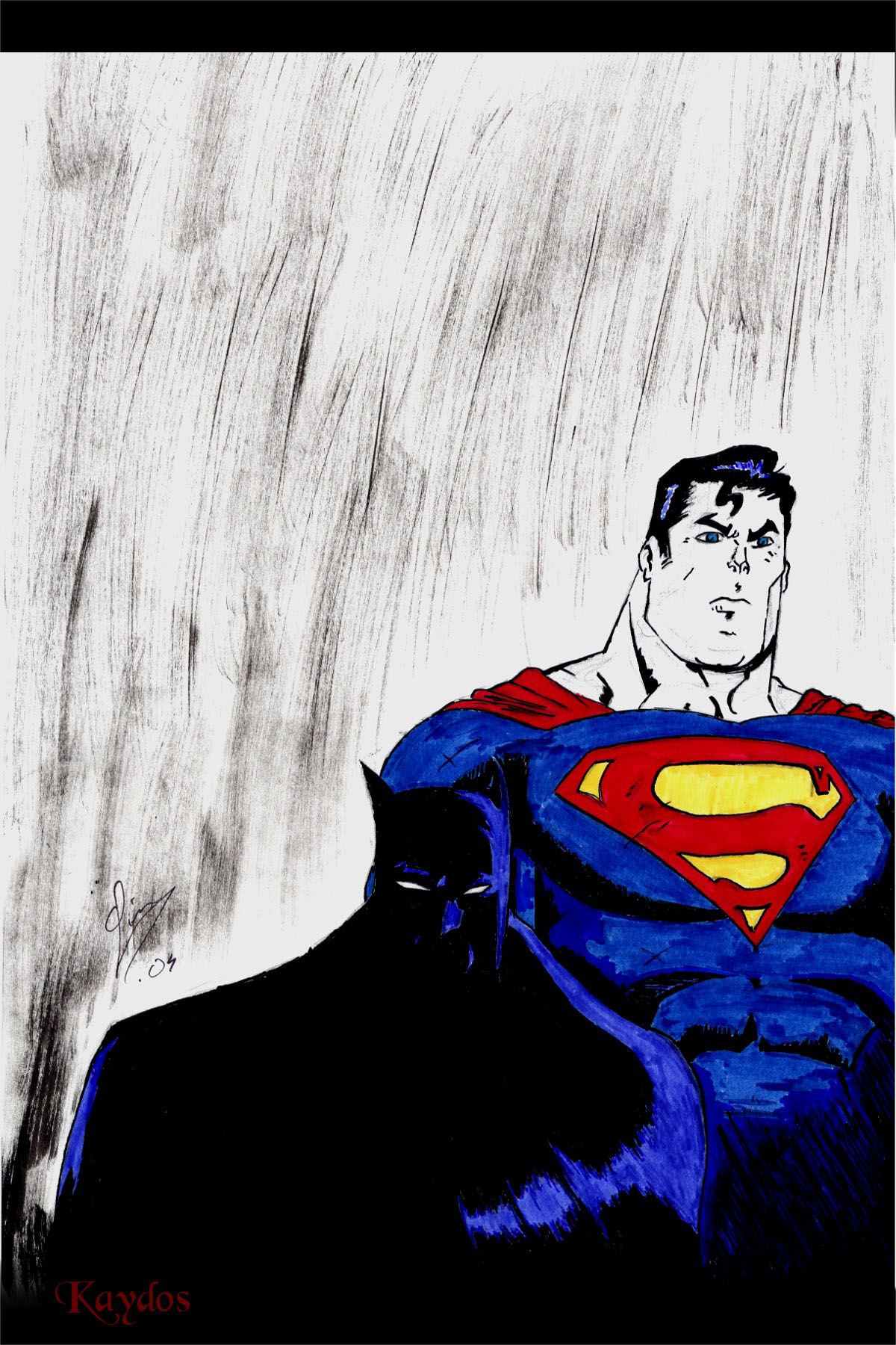 Wallpapers Art - Pencil Comics - Comics bat & super Man