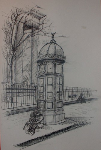 Fonds d'cran Art - Crayon Architecture - Urbanisme - Monument petit kiosque parisien