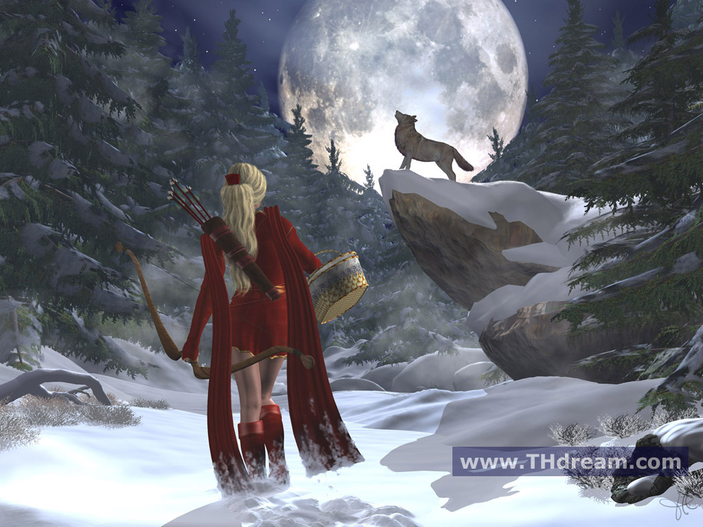 Wallpapers Digital Art 3D - Vue le grand chaperon rouge