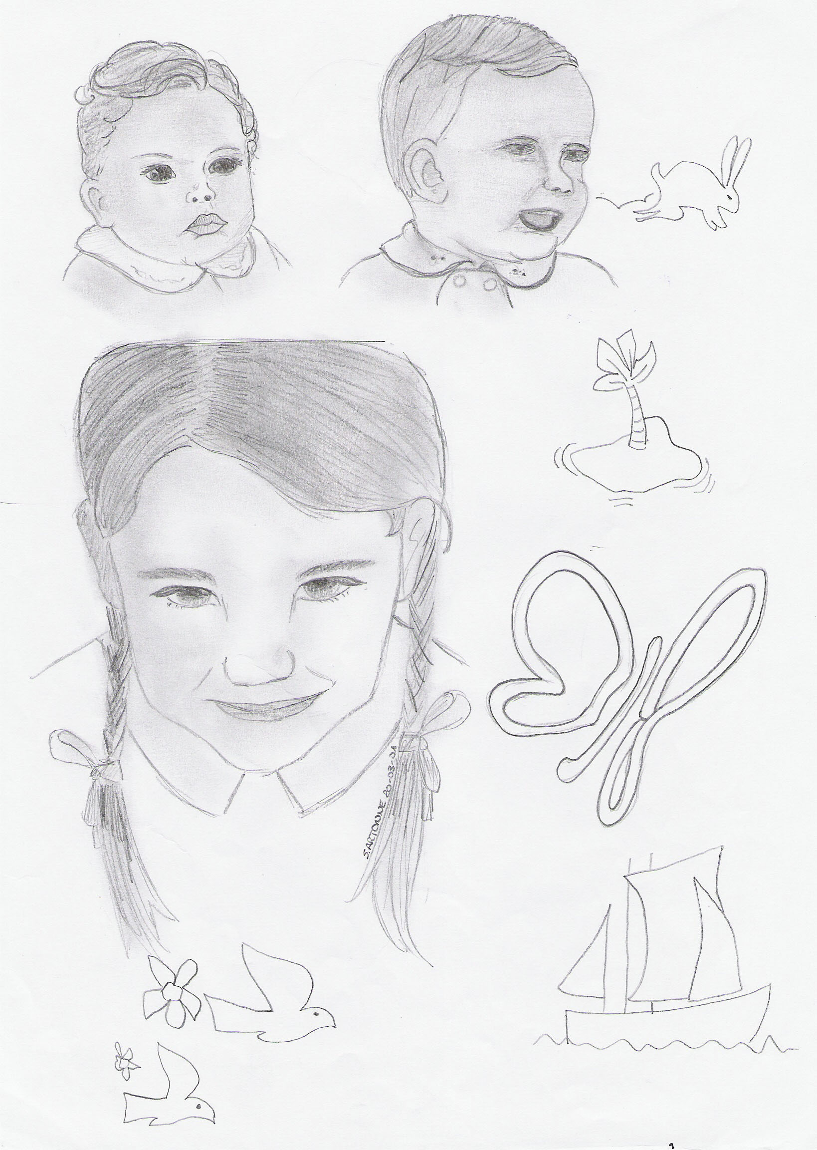 Wallpapers Art - Pencil Portraits enfants