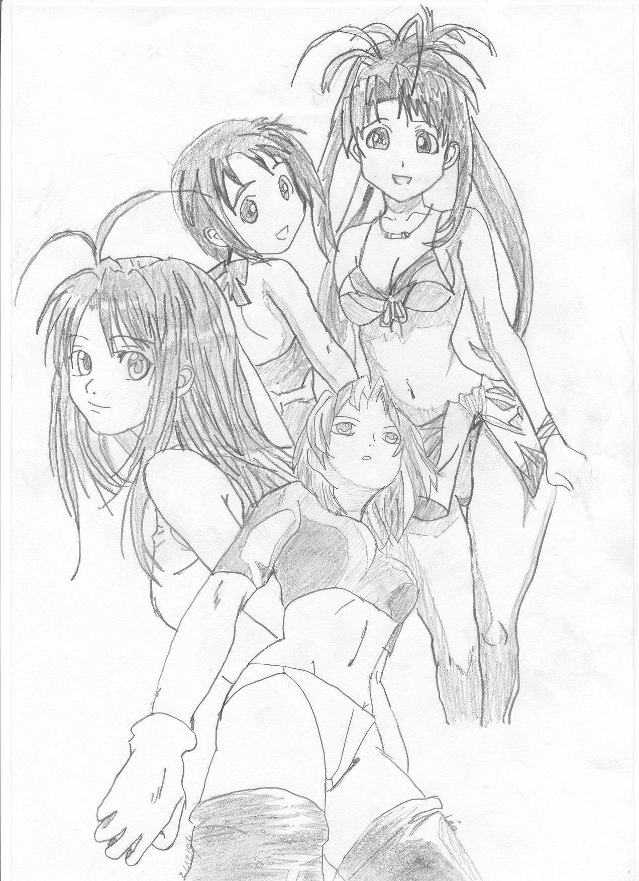 Fonds d'cran Art - Crayon Manga - Love Hina 