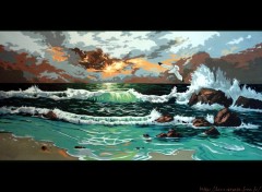 Wallpapers Art - Painting Couch de soleil sur la mer