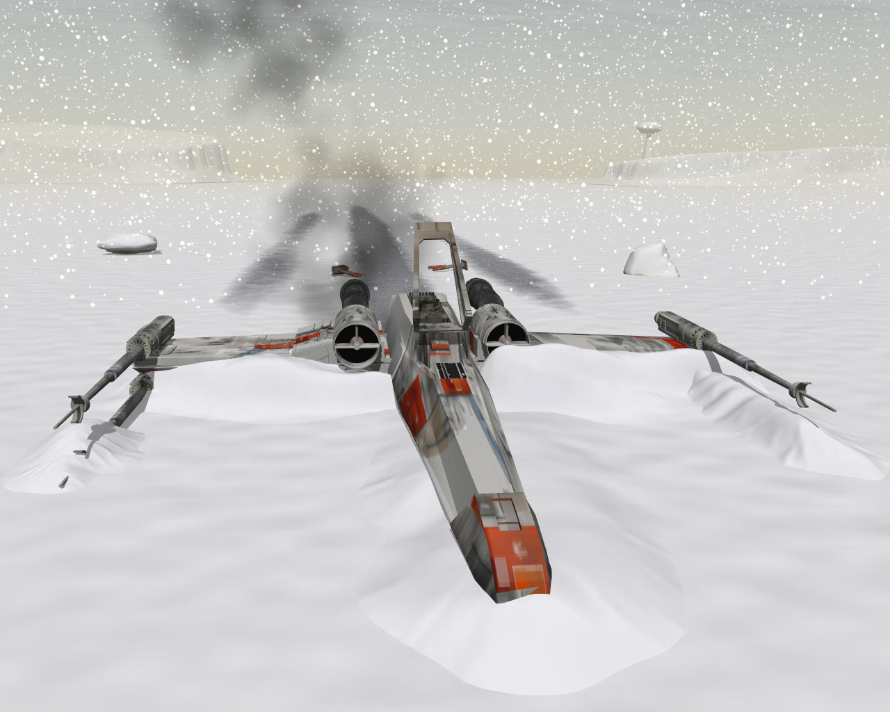 Fonds d'cran Art - Numrique 3D - Vue D'esprit X-Wing crash snow