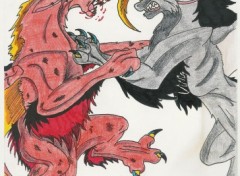 Wallpapers Art - Pencil combat de dragons