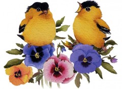 Wallpapers Digital Art Oiseaux sur fleurs