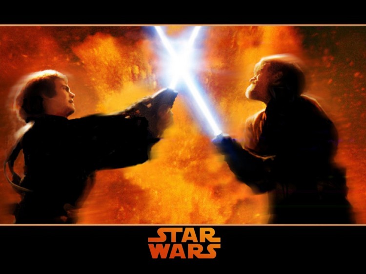 Fonds d'cran Cinma Star Wars III - La Revanche des Sith duel promo