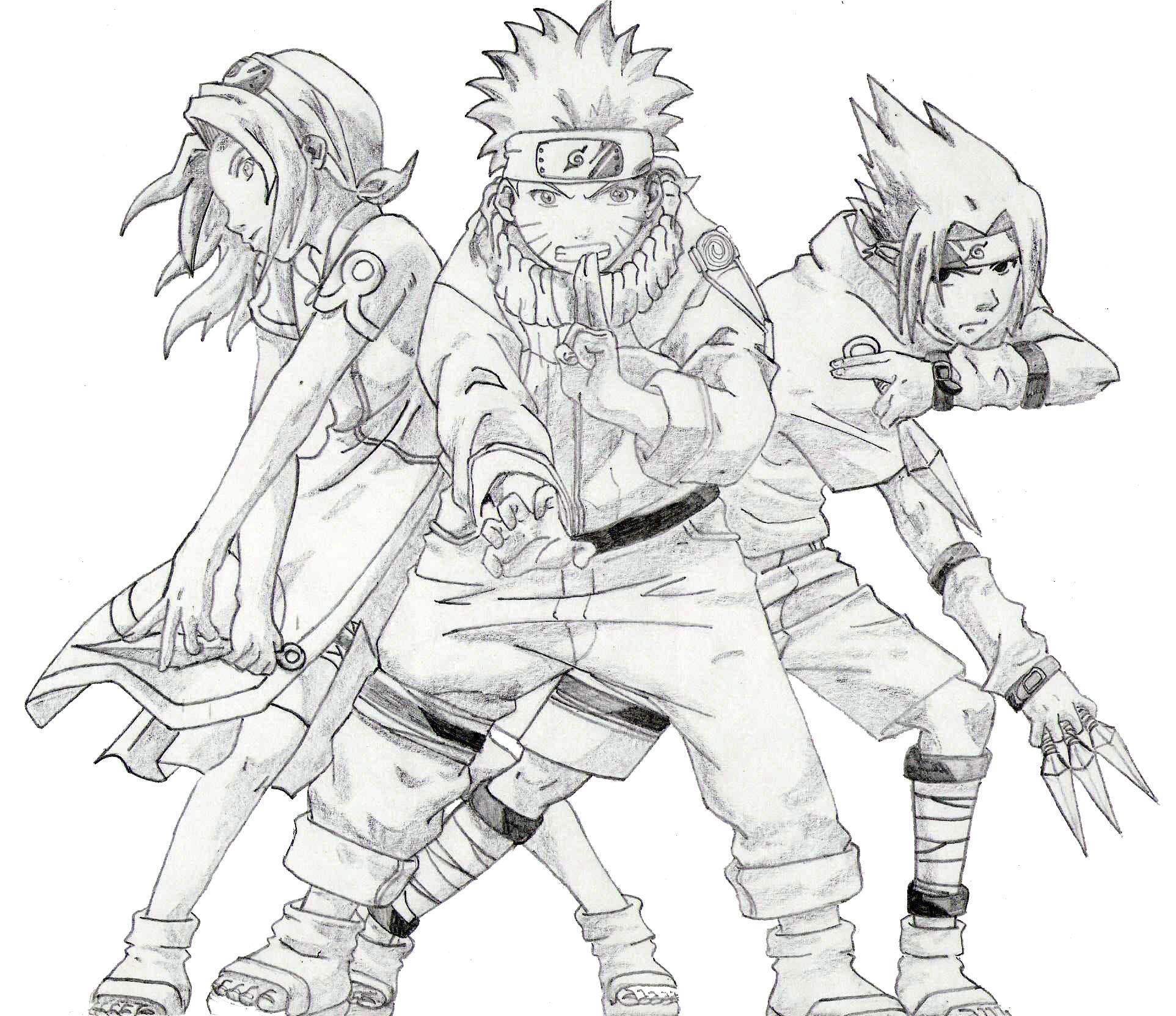 Fonds d'cran Art - Crayon Manga - Naruto sakura, naruto & sasuke