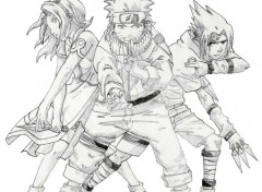 Fonds d'cran Art - Crayon sakura, naruto & sasuke