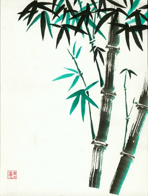 Wallpapers Art - Painting Calligraphy Bambous verts.