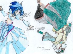 Fonds d'cran Art - Crayon Subara et Tsukasa (.Hack//Sign)