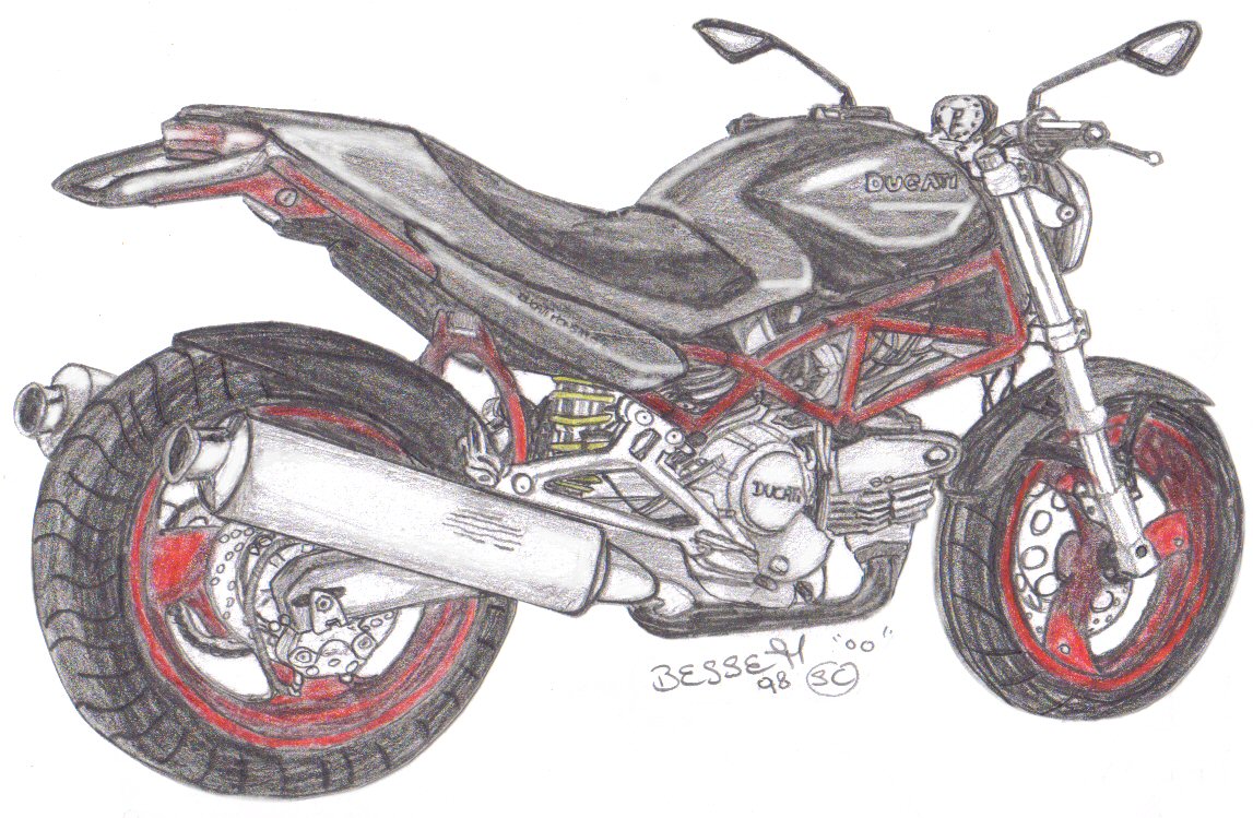 Fonds d'cran Art - Crayon Voitures et Motos ducati monstro