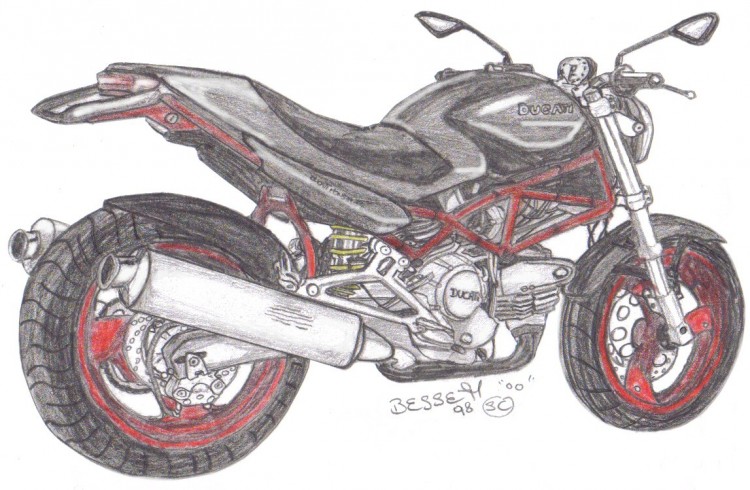 Fonds d'cran Art - Crayon Voitures et Motos ducati monstro