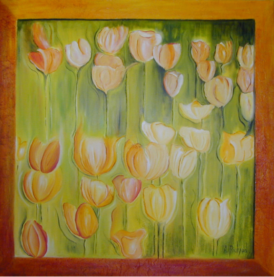 Wallpapers Art - Painting Flowers Tulipes Oranges