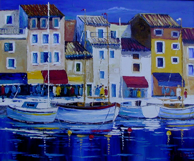 Wallpapers Art - Painting Navy and Harbour Vu sur le port