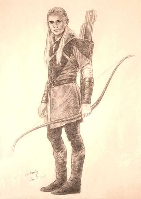 Fonds d'cran Art - Crayon Fantasy - Seigneur des anneaux legolas en action...