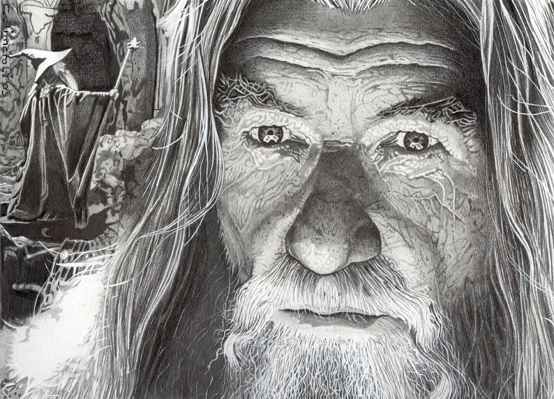 Fonds d'cran Art - Crayon Fantasy - Seigneur des anneaux Gandalf