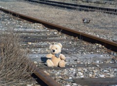 Fonds d'cran Objets Petit Ours sur les rails....