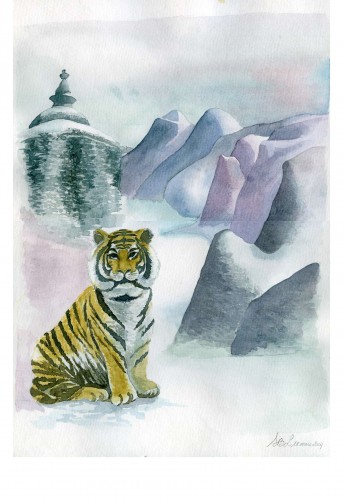 Fonds d'cran Art - Peinture Animaux Tigre des montagnes.