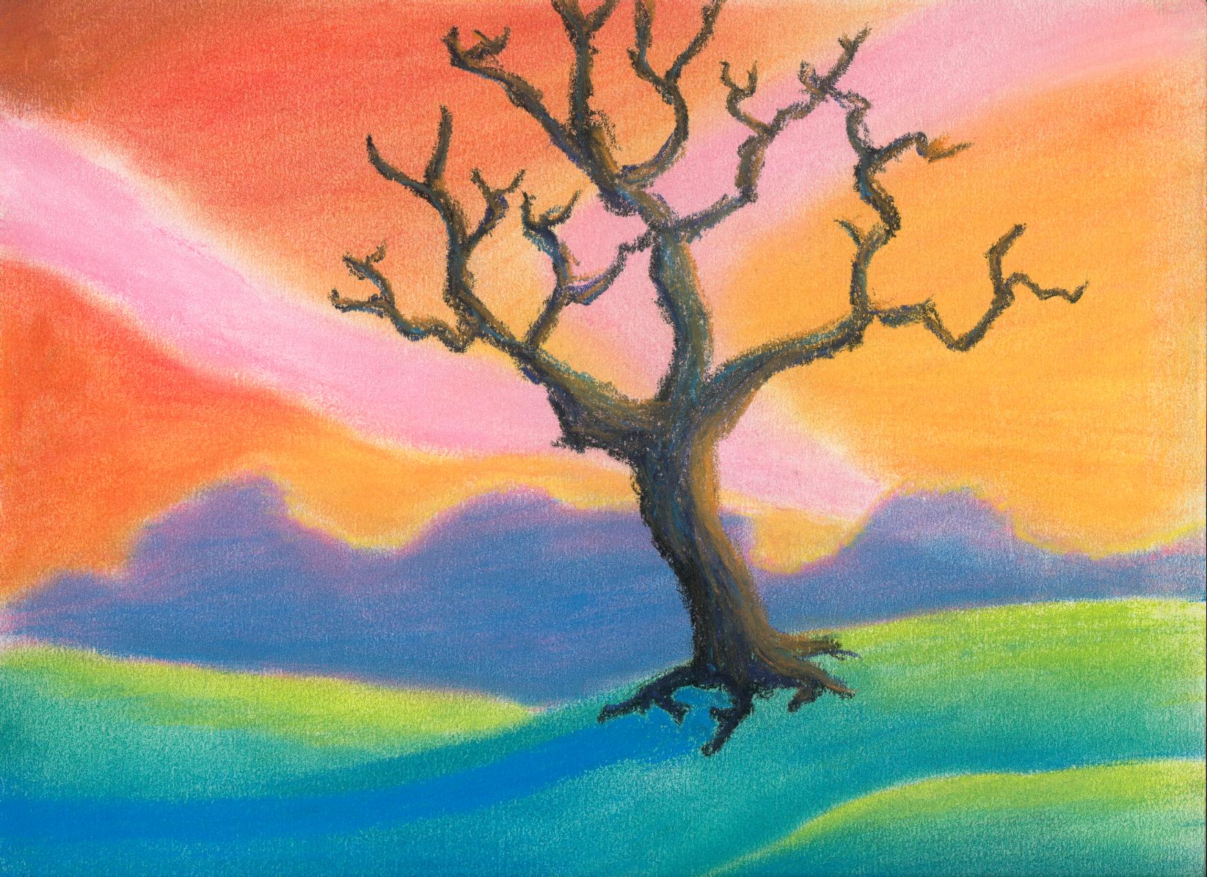 Fonds d'cran Art - Crayon Paysages arbre mort