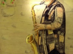 Fonds d'cran Art - Crayon Louis le saxophoniste