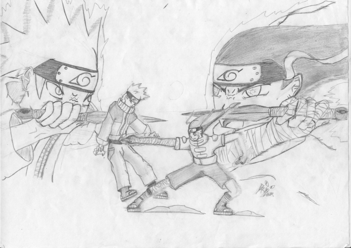 Fonds d'cran Art - Crayon Manga - Naruto Naruto Vs Neji