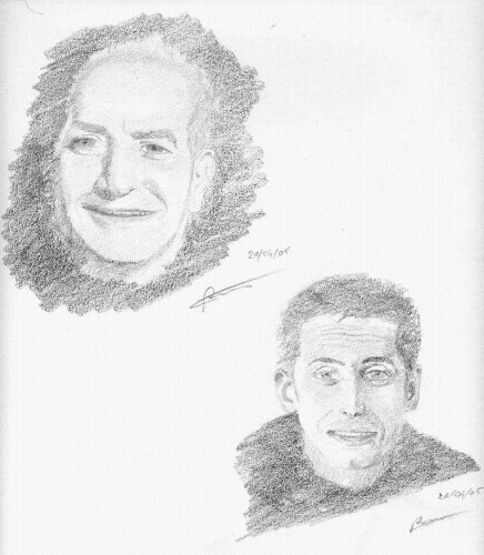 Wallpapers Art - Pencil Portraits Louis De Funes & Gad Elmaleh