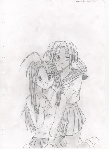 Fonds d'cran Art - Crayon Manga - Love Hina Naru & S; Love Hina