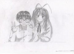 Wallpapers Art - Pencil Keitaro & Naru, Love Hina