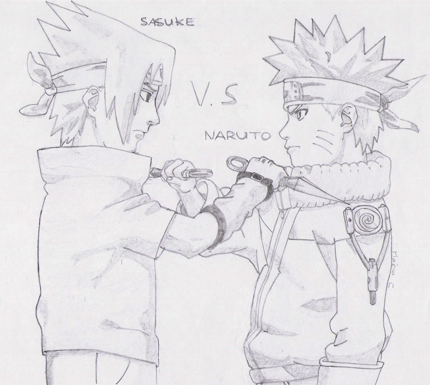 Wallpapers Art - Pencil Manga - Naruto sasuke & Naruto