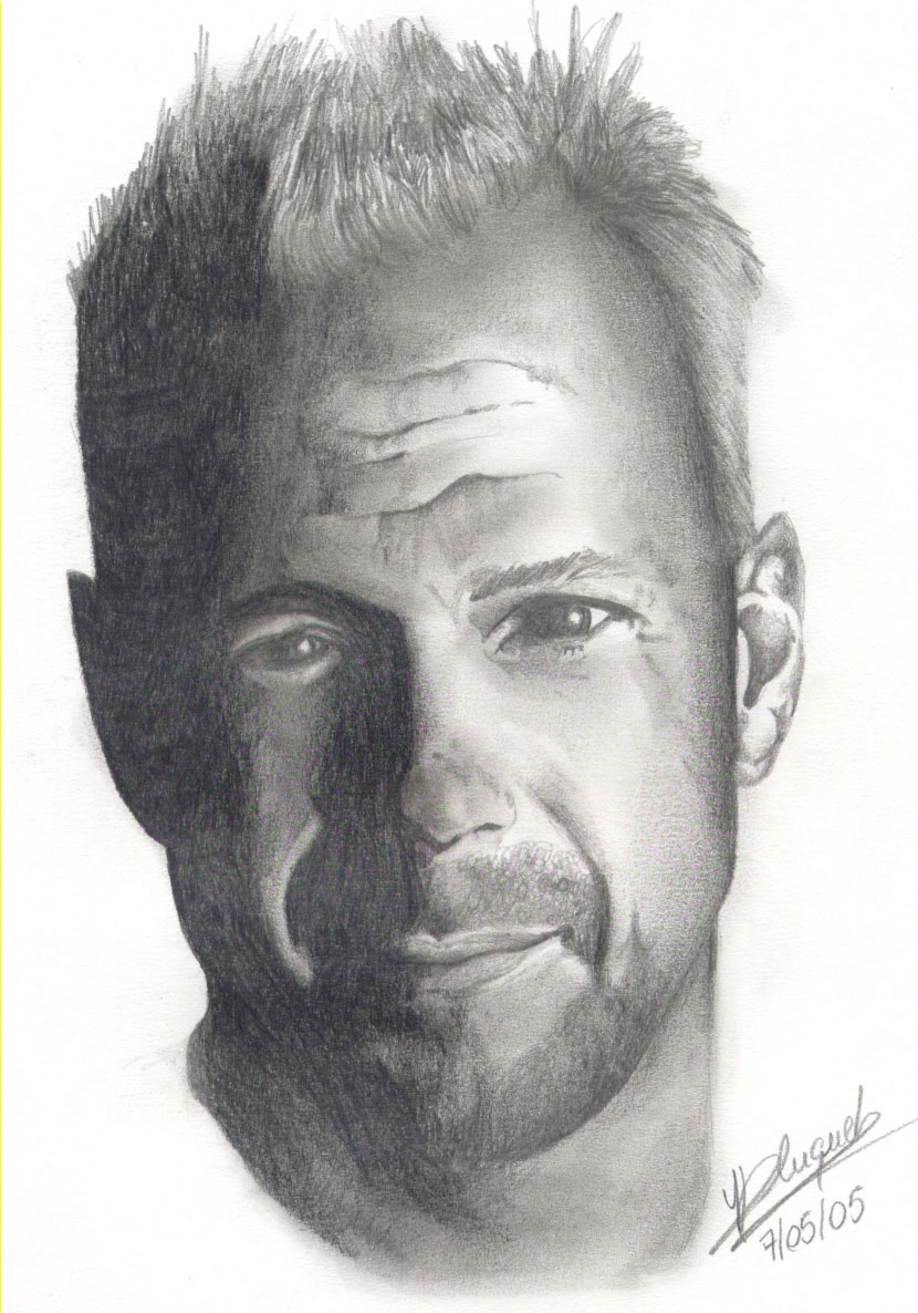 Fonds d'cran Art - Crayon Portraits Bruce Willis